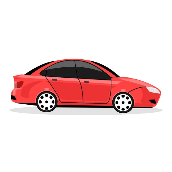 赤自動で白い背景に分離されました 自動車のアイコン ビジネス セダン ベクトル フラットなデザイン — ストックベクタ