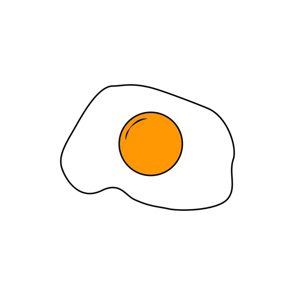 Huevo frito para el desayuno, almuerzo. Comida con yema. Vista superior . — Vector de stock