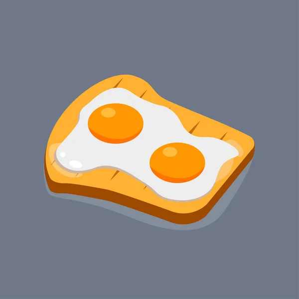 Fried egg with bread for breakfast, lunch. Meal with yolk. — Stock Vector