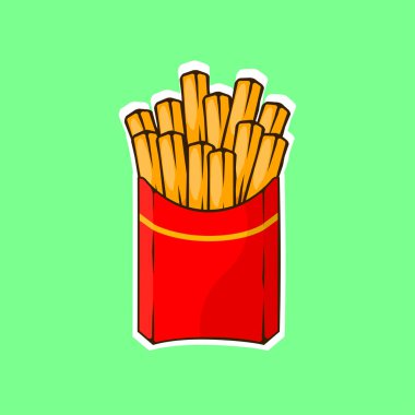 Fransızca kağıt kutusu beyaz arka plan üzerinde izole patates kızarmış. Fast food