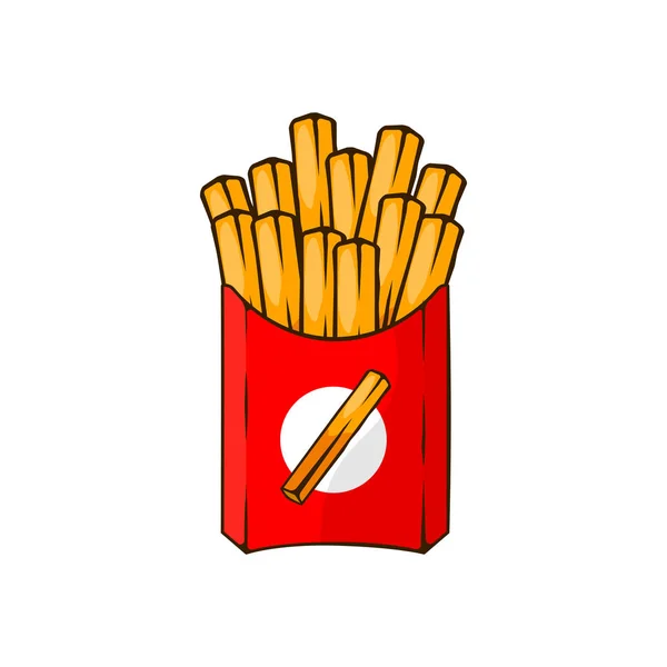 Patate fritte francesi in scatola di carta isolata su sfondo bianco. Fast food — Vettoriale Stock