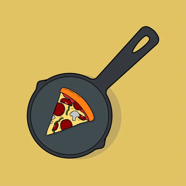 Pizza slice in pan geïsoleerd op witte achtergrond. Logo voor pizzeria huis — Stockvector