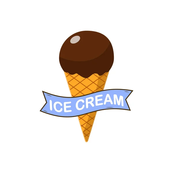 Ice cream geïsoleerd op een witte achtergrond. Zoete dessert met chocolade — Stockvector