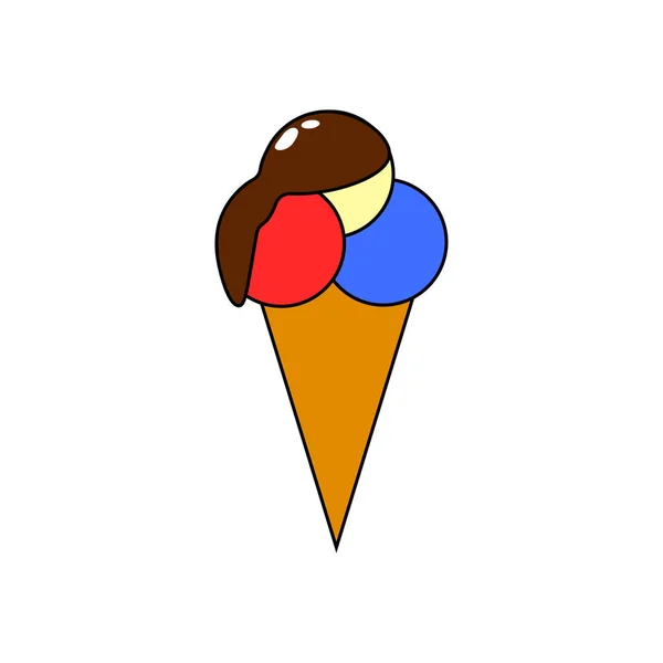 Ice cream geïsoleerd op een witte achtergrond. Zoete dessert met chocolade. — Stockvector