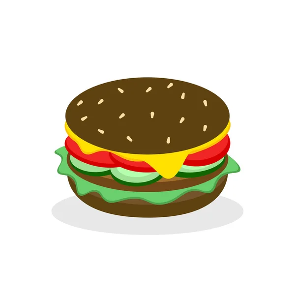 Sandwich burger isolé sur fond blanc. Menu de restauration rapide. Hamburger au bœuf, fromage — Image vectorielle