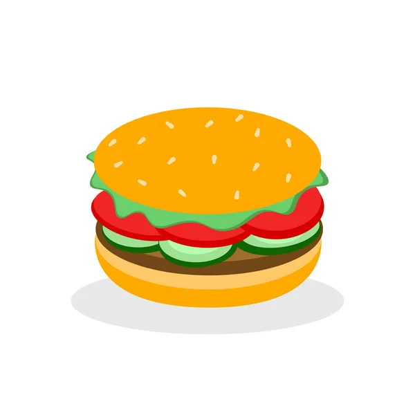 Burger broodje geïsoleerd op een witte achtergrond. Fast-food menu. — Stockvector