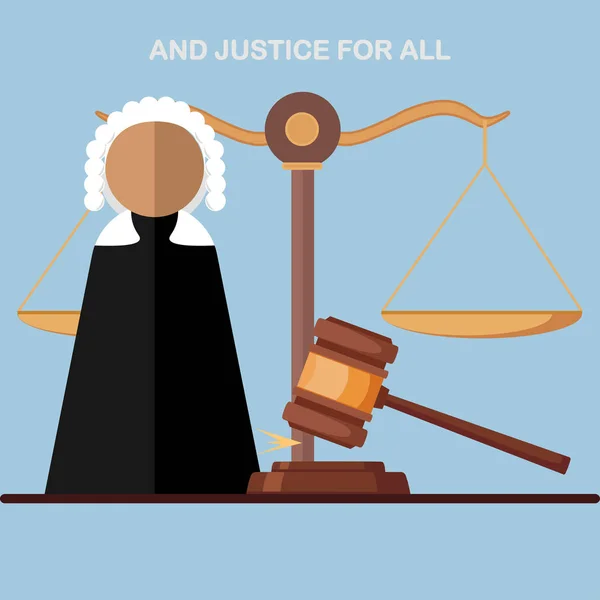 Giudice in aula, icona dell'avvocato isolata sullo sfondo. Diritto giuridico, giustizia — Vettoriale Stock
