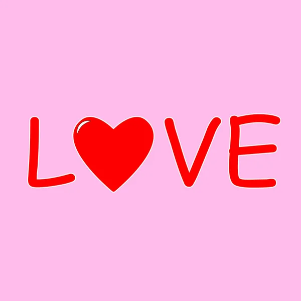 Valentinstag-Konzept. Liebe. Text mit Herz. Vektorflache Bauweise — Stockvektor