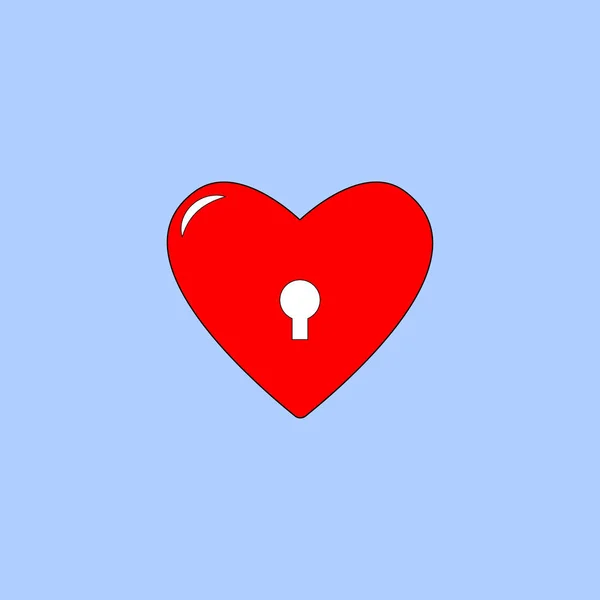 Corazón negro iconcon cerradura aislada sobre fondo blanco. Pasión amor forma — Vector de stock