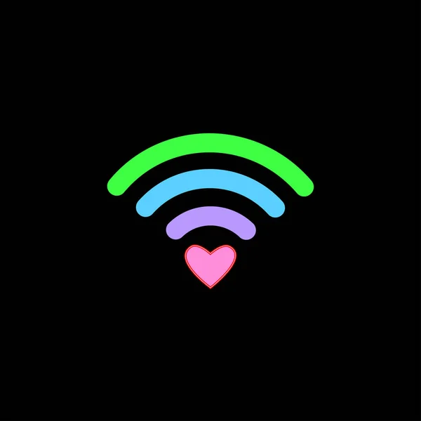 Kleurrijke gratis Wifi icoon met hart teken — Stockvector