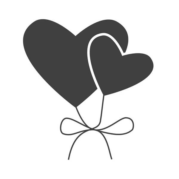 Icono corazón negro con globo aislado sobre fondo blanco. Pasión amor forma — Vector de stock