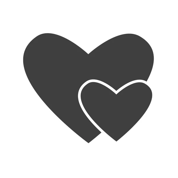 Conjunto de iconos corazón negro aislado sobre fondo blanco. Pasión amor forma — Vector de stock