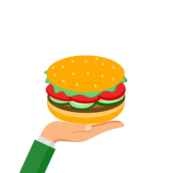 Sandwich burger isolé sur fond blanc. Menu de restauration rapide . — Image vectorielle