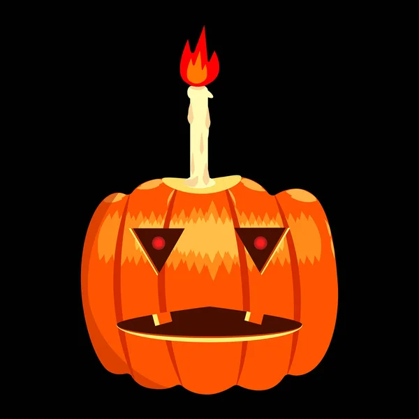 Happy Halloween. Orange pumpkin emoticons isolated on black background. Scary smile face. Vector cartoon design — Stock Vector