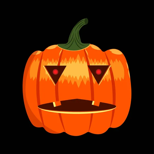 Veselý halloween. Oranžové dýně emotikony izolované na černém pozadí. Děsivý úsměv tvář. Vektor kreslený design — Stockový vektor