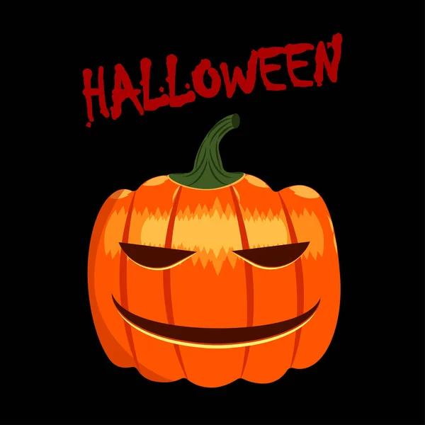 Feliz Halloween. Emoticones de calabaza naranja aislados sobre fondo negro. Cara de sonrisa aterradora. Diseño de dibujos animados vectorial — Vector de stock