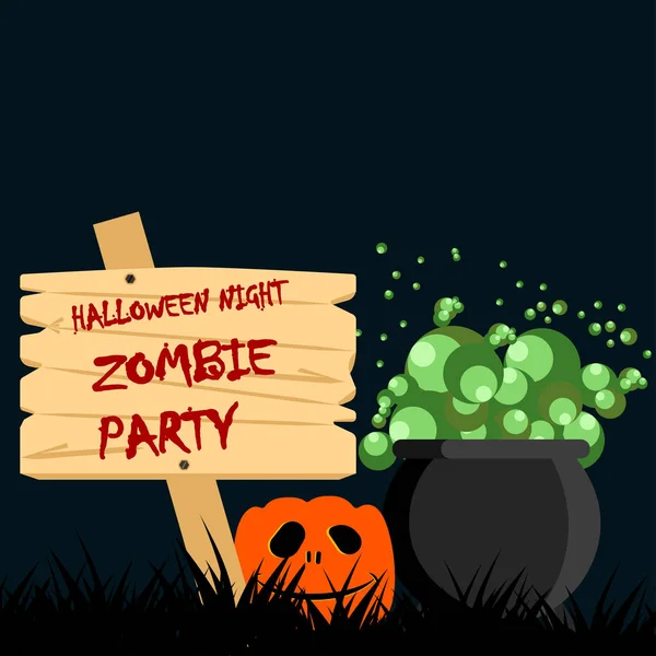 Halloween geceler poster, zombi parti için davet. — Stok Vektör