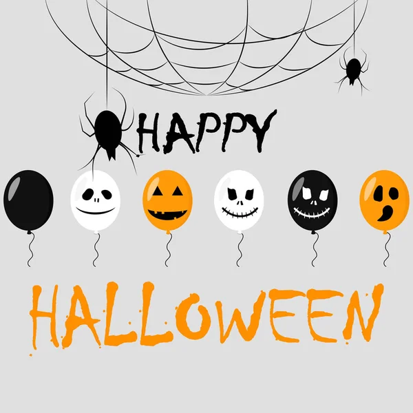 Feliz Halloween. Globos navideños con cara de horror . — Vector de stock