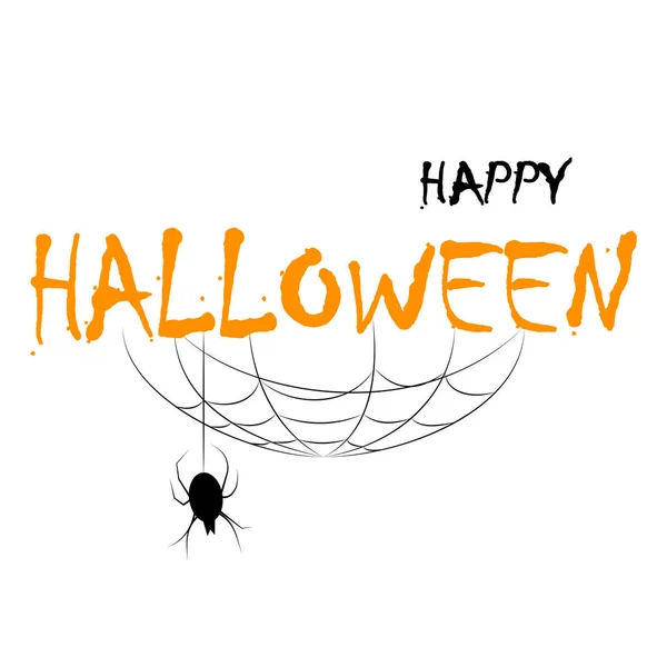 Feliz Halloween, texto con araña, web. Holiday fuente — Vector de stock