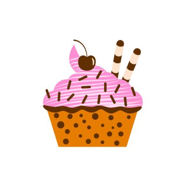 Nefis pasta, muffin beyaz arka plan üzerinde izole. Renkli tatlı 