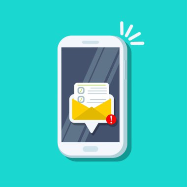 Alınan e-posta, sms bildirimi. Smartphone yeni mesaj 