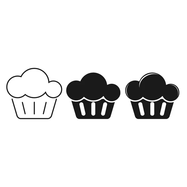 Ensemble de délicieux gâteau icône, muffin isolé sur fond blanc . — Image vectorielle