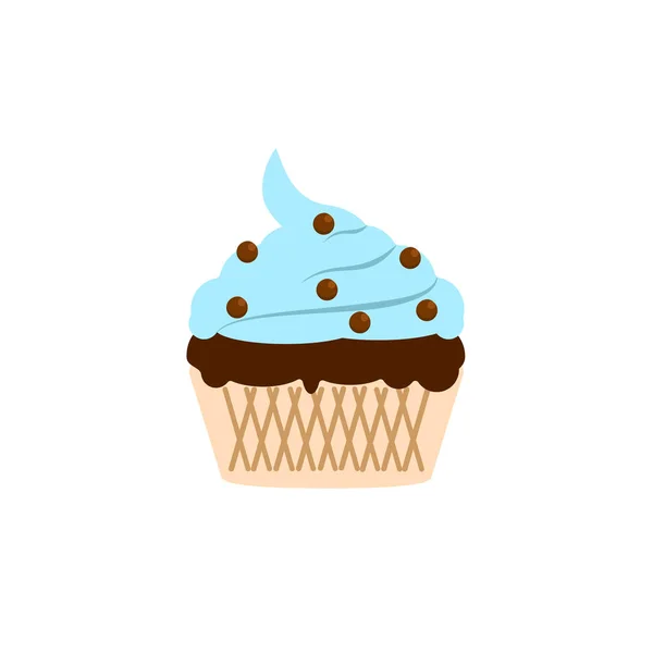 Gâteau délicieux, muffin isolé sur fond blanc . — Image vectorielle