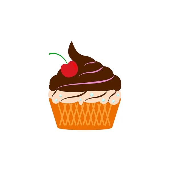 Gâteau délicieux, muffin isolé sur fond blanc . — Image vectorielle