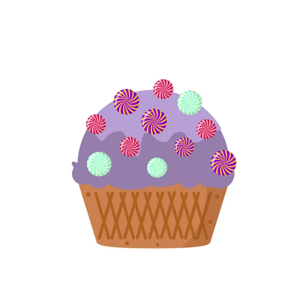 Lahodný dort, muffin izolovaných na bílém pozadí. — Stockový vektor