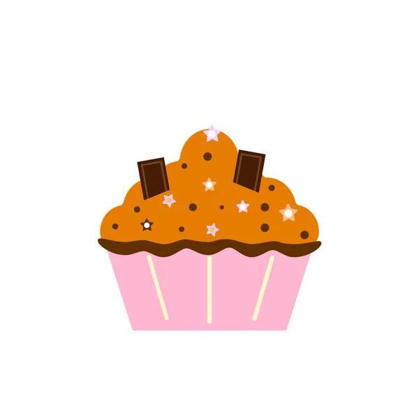 Delicioso pastel, muffin aislado sobre fondo blanco. Dulce colorido — Archivo Imágenes Vectoriales