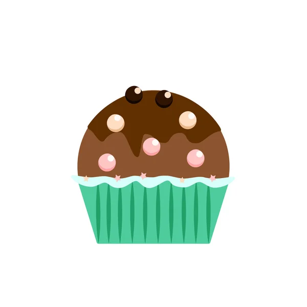 Lahodný dort, muffin izolovaných na bílém pozadí. Barevné sladké — Stockový vektor