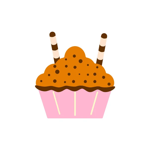Delicioso pastel, muffin aislado sobre fondo blanco. Dulce colorido — Vector de stock