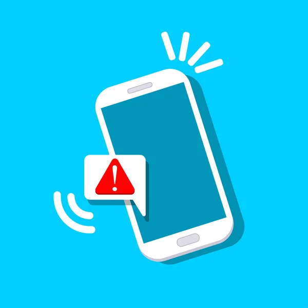 Notificação de alerta com sinal de exclamação na tela do telefone . — Vetor de Stock