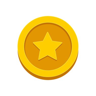 Altın sikke üzerinde arka izole yıldız ile. Şanslı işareti.