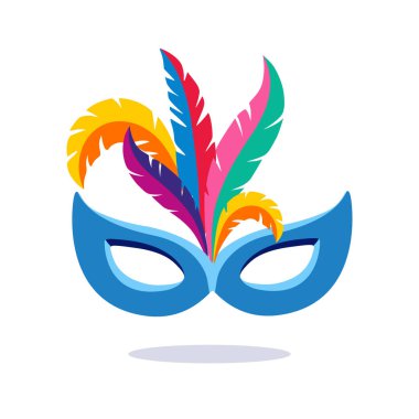 Tüyler, bayraklar, konfeti ile karnaval maskesi. Venedik Festivali