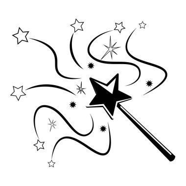 Beyaz arka plan üzerinde izole sihirli değnek. Sopa ile yıldız. Vektör