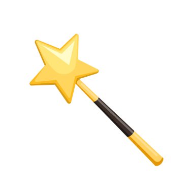 Beyaz arka plan üzerinde izole sihirli değnek. Sopa ile yıldız. Vektör