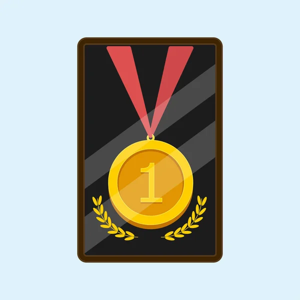 Μετάλλιο για την 1η, την πρώτη θέση. Χρυσή, τρόπαιο, νικητής βραβείο — Διανυσματικό Αρχείο