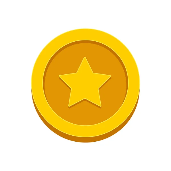 Gold coin with star isolated on background. Lucky sign. — Stock Vector