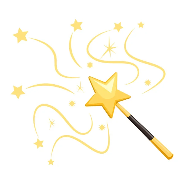 Magic wand isolated on white background. Star with stick. Vector — Stock Vector