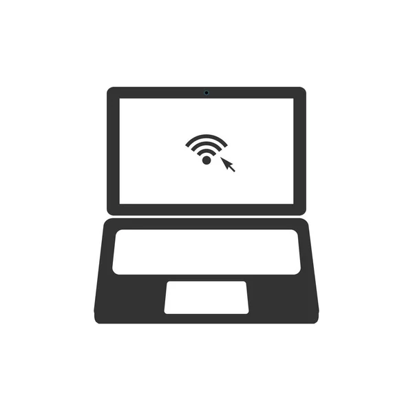 Notebook, počítač s bezplatným Wifi ikonou izolované na pozadí. — Stockový vektor