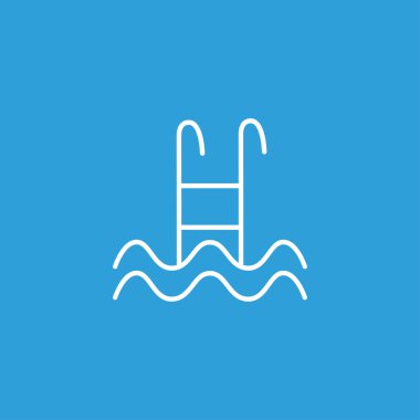 Yüzme havuzu merdivenleri, merdiven ikonu. Vektör düz resimleme