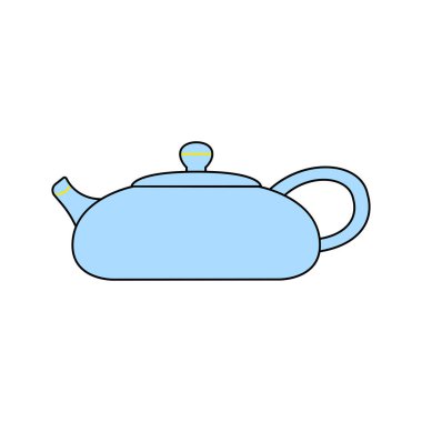 Beyaz arkaplanda izole edilmiş eski porselen çaydanlık simgesi.