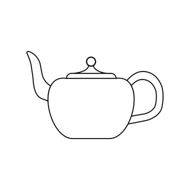Beyaz arkaplanda izole edilmiş eski porselen çaydanlık simgesi