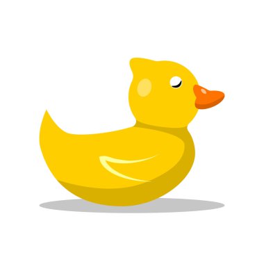 Beyaz arka planda izole edilmiş çocuklar. Klasik plastik oyuncak ördek..