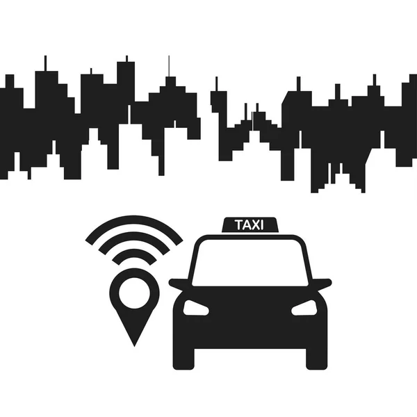 Inteligentní automobil, taxi s navigačním systémem, GPS technologie. — Stockový vektor