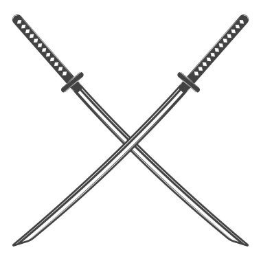 Beyaz arkaplanda izole edilmiş klasik katana kılıcı. 