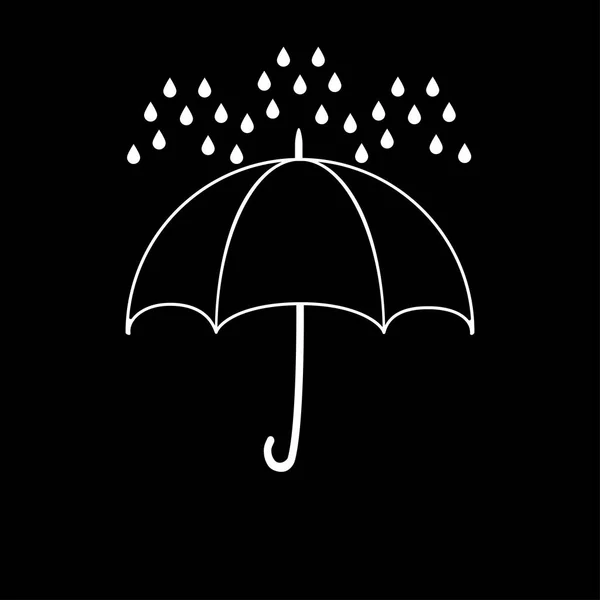 Open umbrella with raindrops — Stock Vector