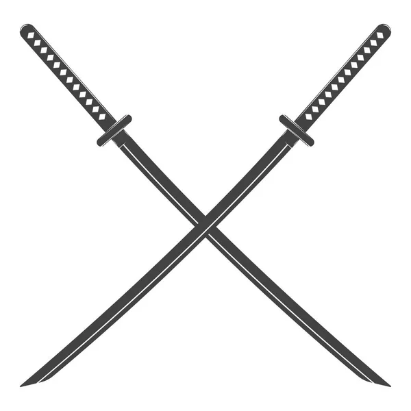 Ročník katana meč izolovaný na bílém pozadí. — Stockový vektor
