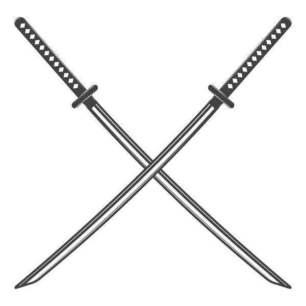 Vintage katana sword isolated on white background. 